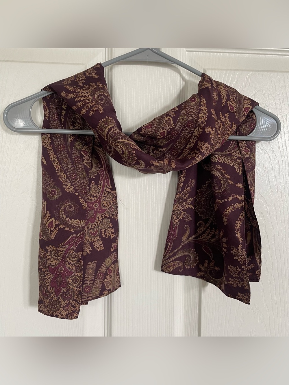 Burgundy and Gold Satin Fashion Scarf